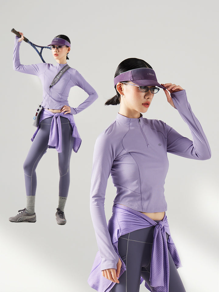 ハーフジップ  クロップド ロングTシャツ 25BLCT007