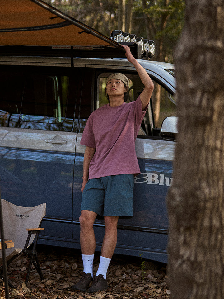 地図プリント半袖コットン 夏用Tシャツ25BLDT039