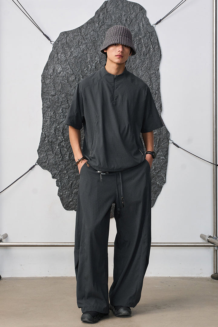 Ripple fabric half-zip short-sleeve T-shirt NLBLDTX013