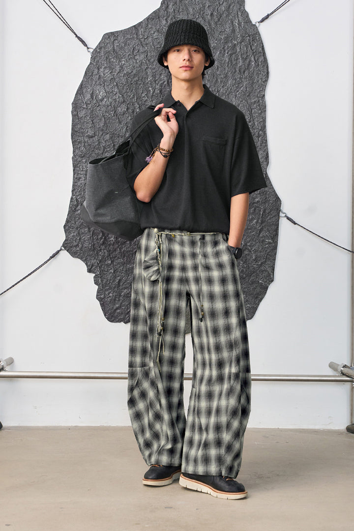 リップル生地カジュアルワークパンツNLBLACK005