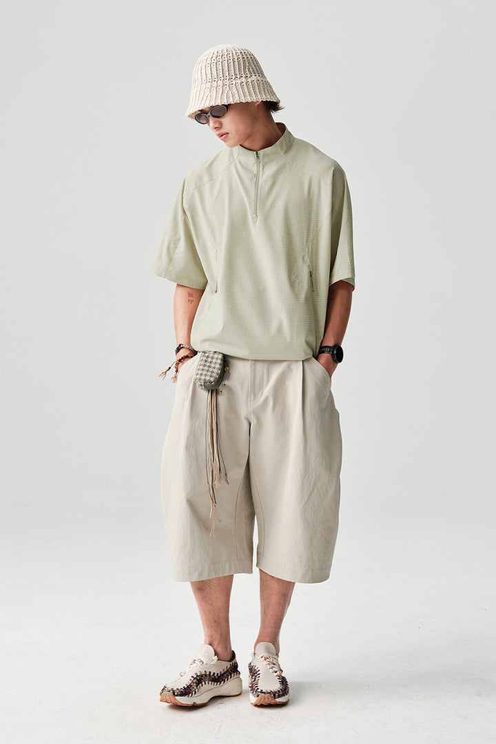 Ripple fabric half-zip short-sleeve T-shirt NLBLDTX013