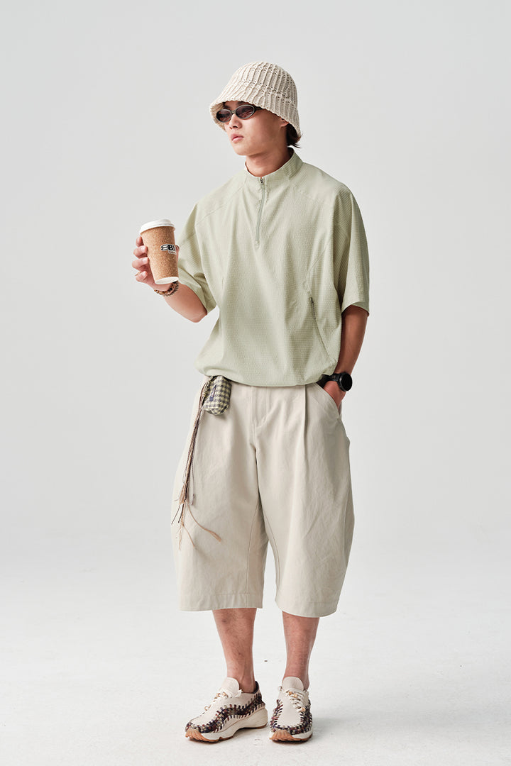 Ripple fabric half-zip short-sleeve T-shirt NLBLDTX013