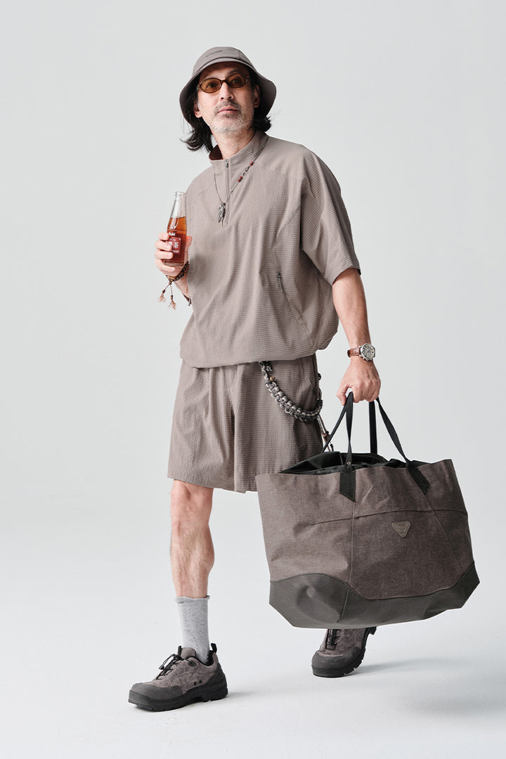 Ripple fabric half-zip short-sleeve T-shirt NLBLDTX013