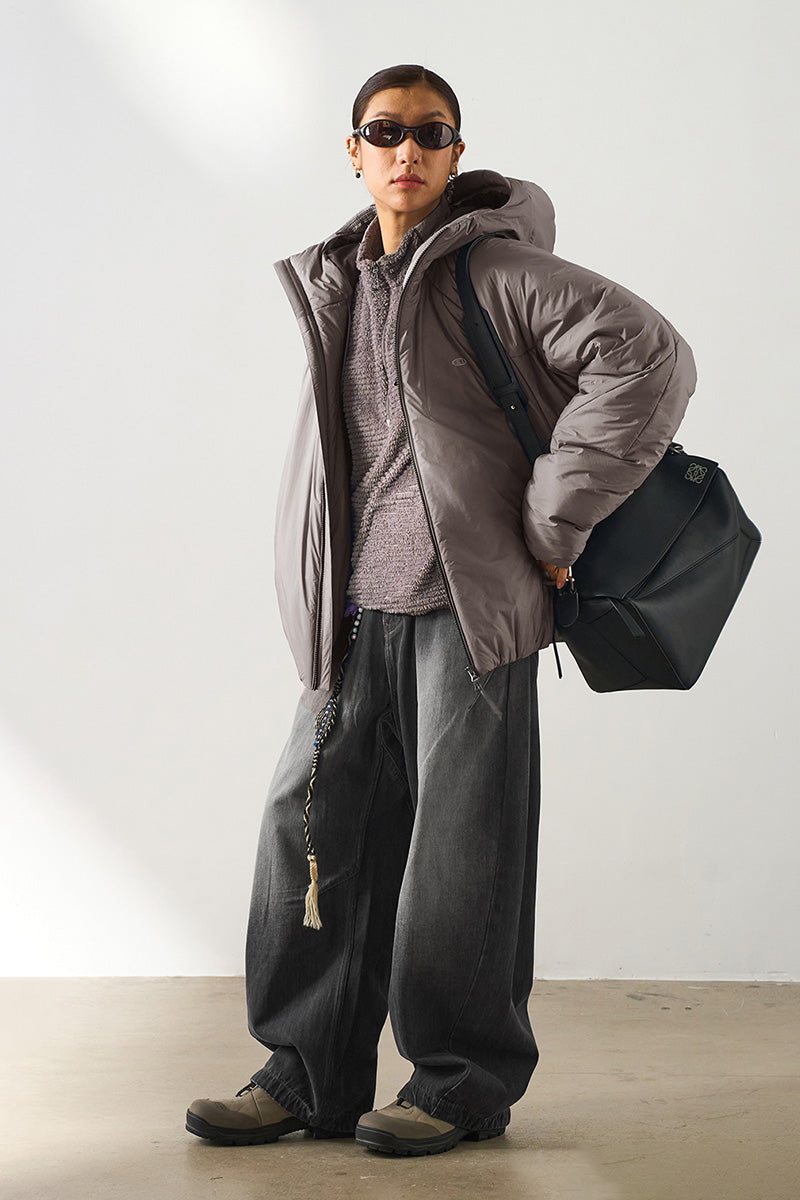 撥水加工付きフーデッド中綿ジャケット25BLMY003