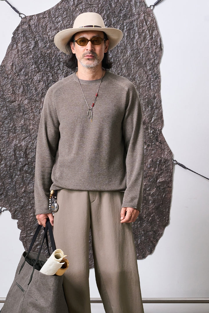 ウールクルーネック長袖ニットセーターNLBLMZS002