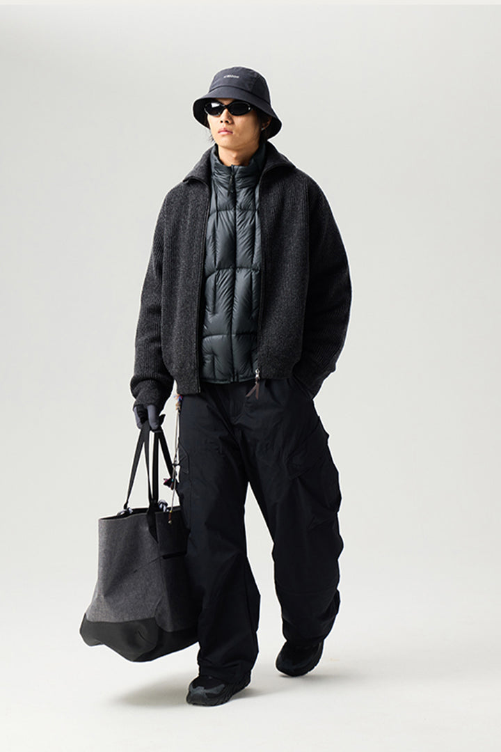 内裏フリースワークパンツメンズ25BLCK031