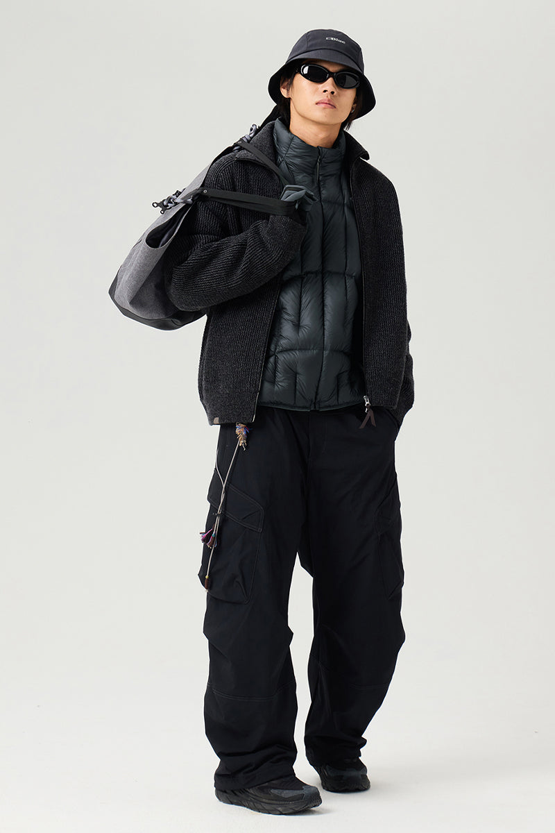 内裏フリースワークパンツメンズ25BLCK031