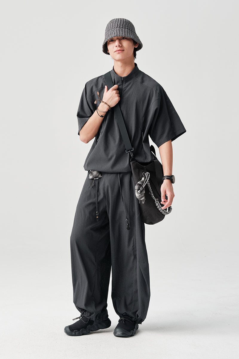 Ripple fabric half-zip short-sleeve T-shirt NLBLDTX013