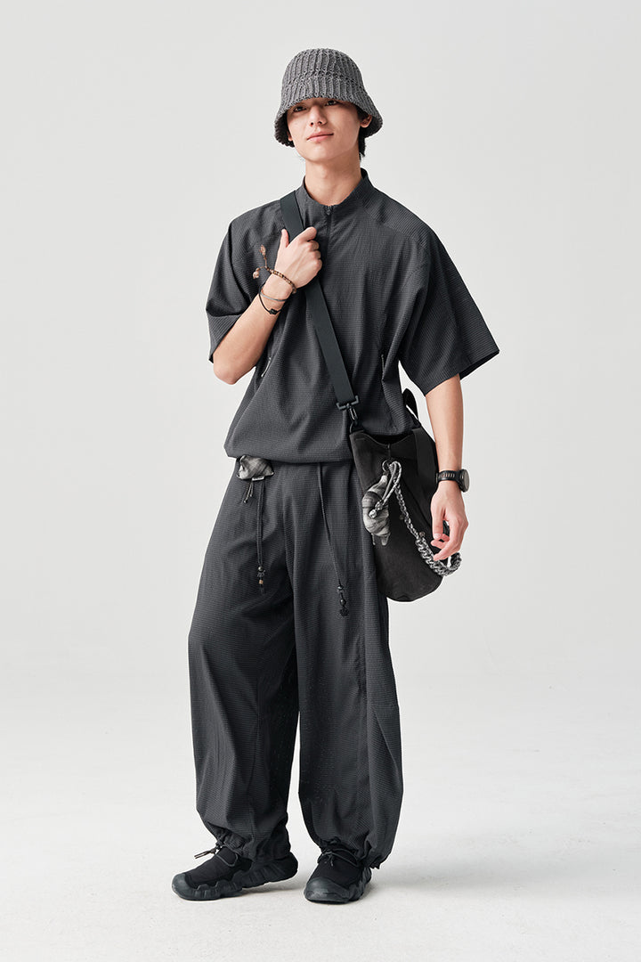 Ripple fabric half-zip short-sleeve T-shirt NLBLDTX013