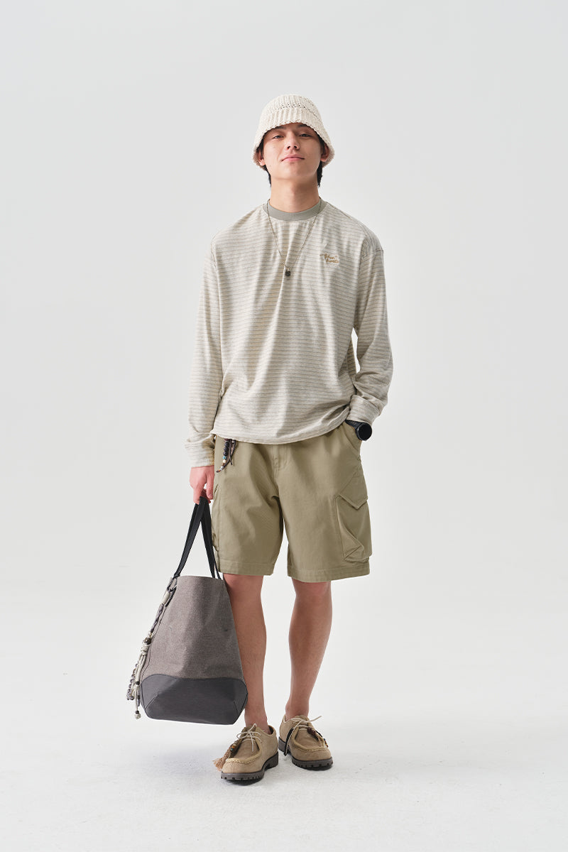 細ボーダーコットン長袖TシャツNLBLCTX014