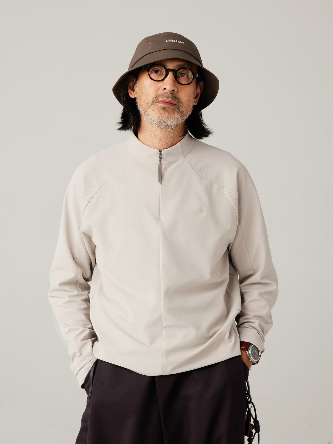 ウール ハーフジップ スタンドカラースウェット25BLWY012