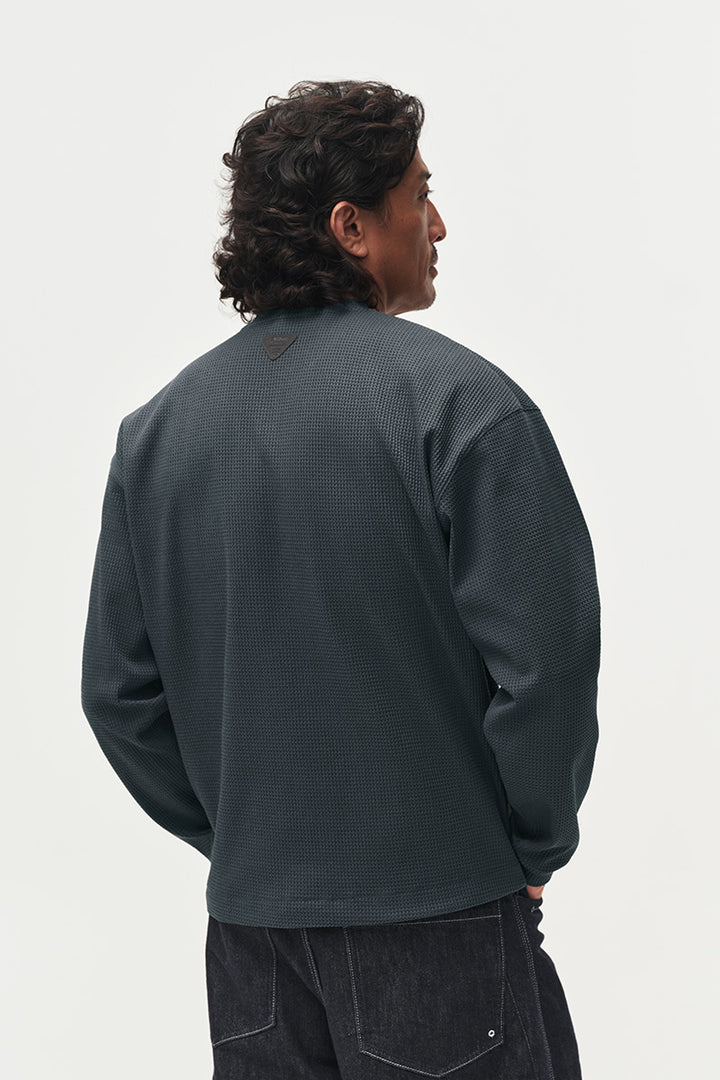 SOLOTEXヘンリーネックワッフル長袖TシャツNLBLCTX023