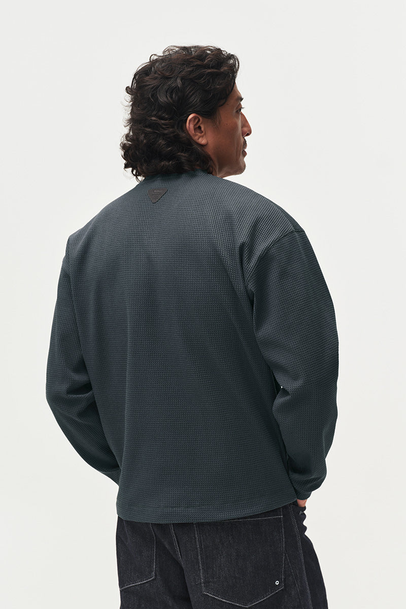 SOLOTEXヘンリーネックワッフル長袖TシャツNLBLCTX023