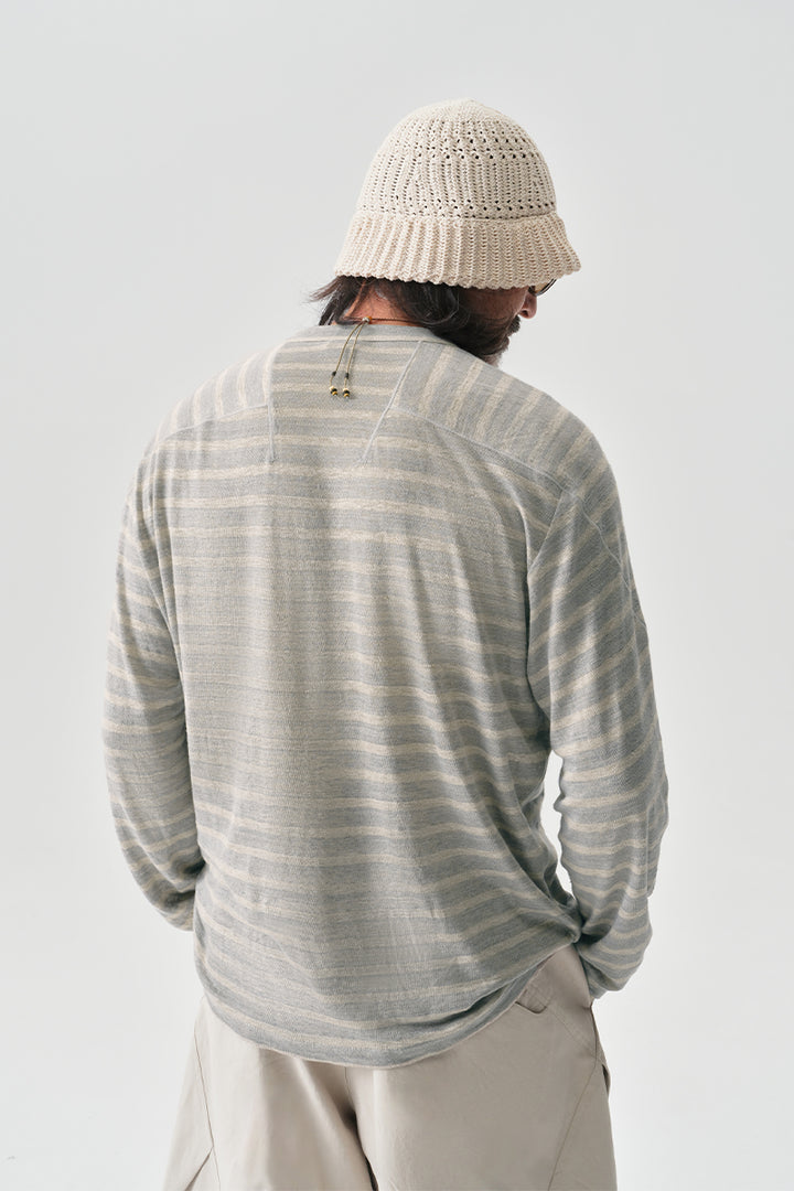 ヘンリーネック リネン長袖TシャツNLBLCTX010