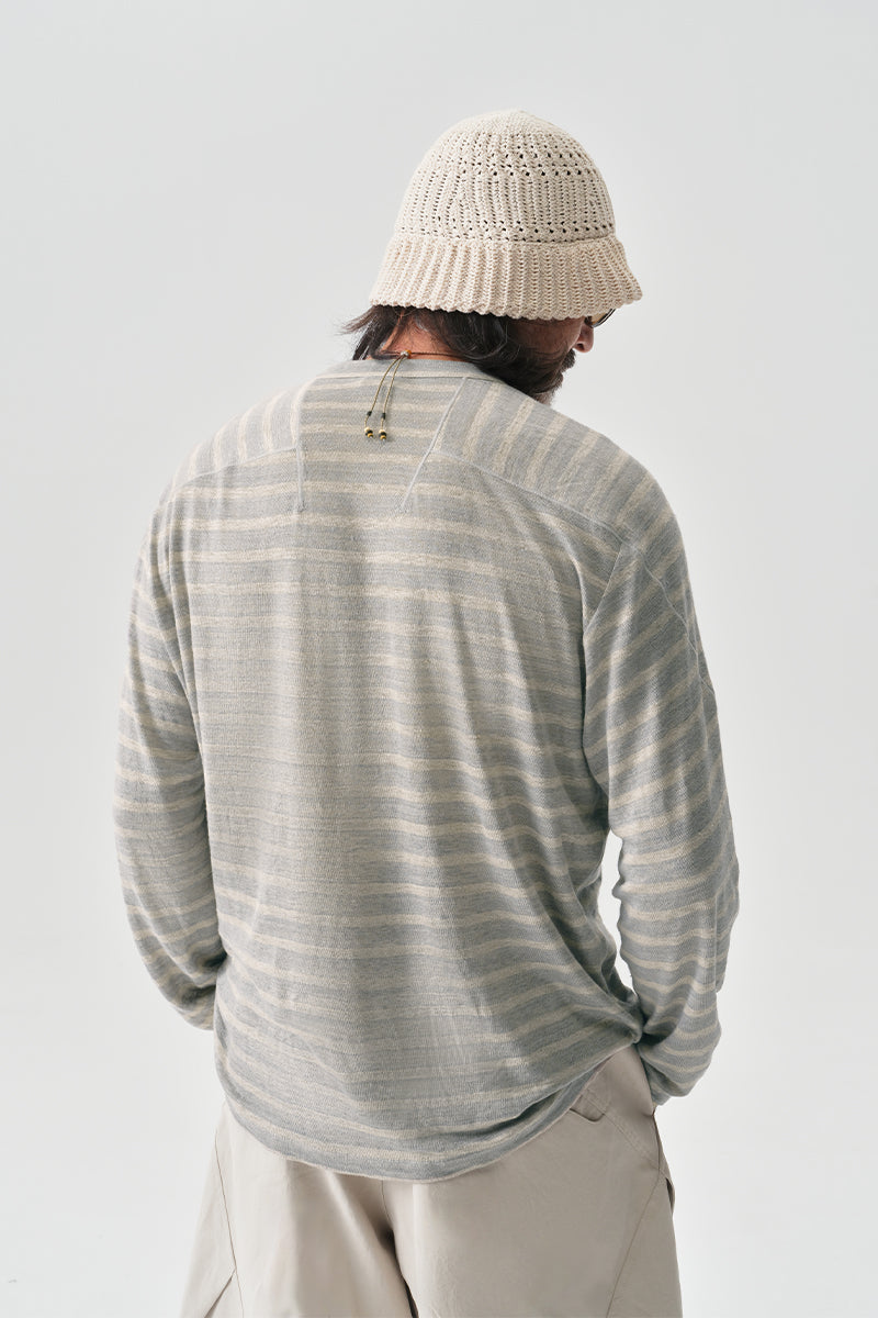 ヘンリーネック リネン長袖TシャツNLBLCTX010
