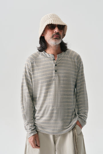 ヘンリーネック リネン長袖TシャツNLBLCTX010