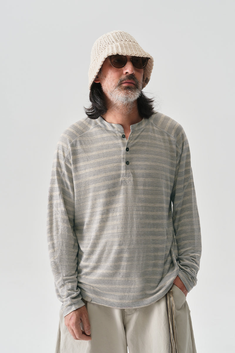 ヘンリーネック リネン長袖TシャツNLBLCTX010