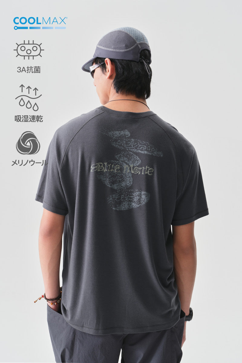 COOLMAXストーン柄メリノウール半袖TシャツNLBLDTX028