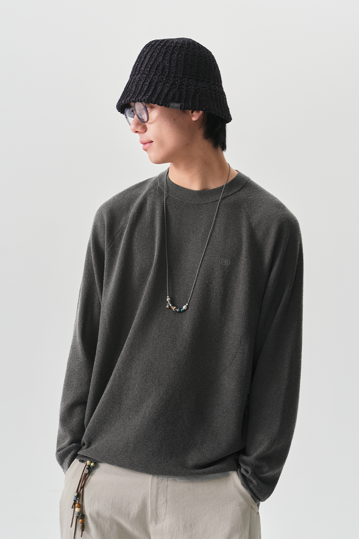 ルーズ細番手丸首長袖TシャツNLBLCTX013