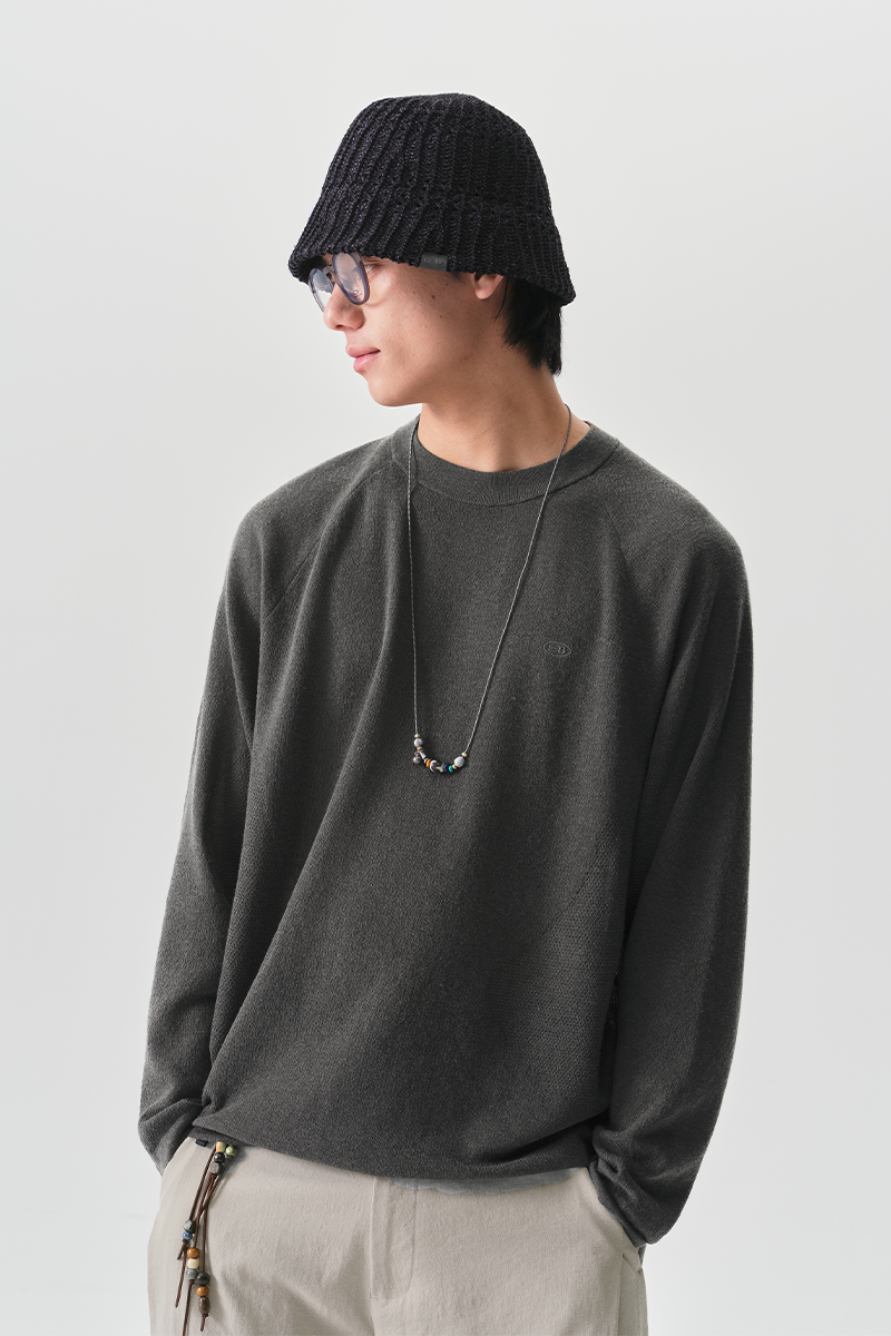 ルーズ細番手丸首長袖TシャツNLBLCTX013