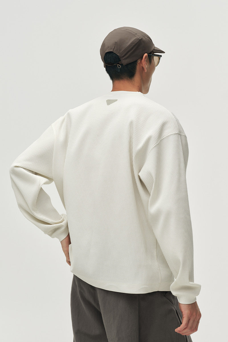 SOLOTEXヘンリーネックワッフル長袖TシャツNLBLCTX023