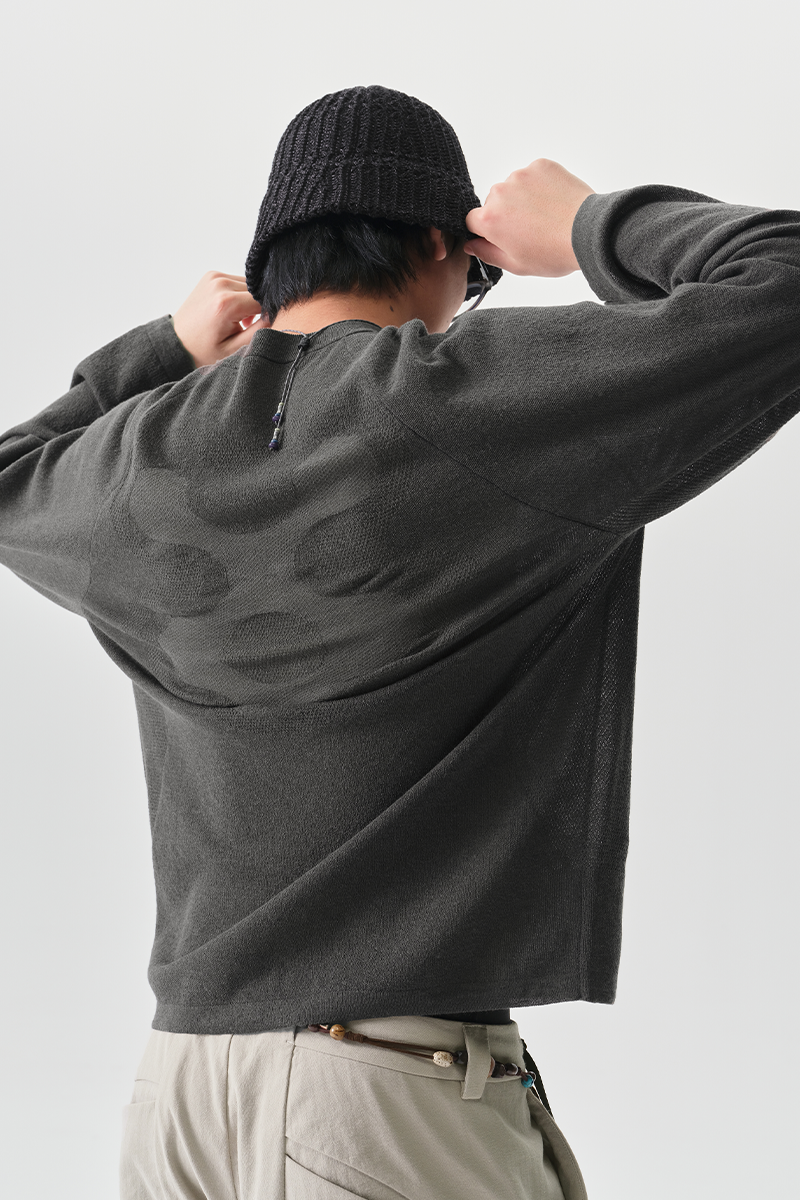 ルーズ細番手丸首長袖TシャツNLBLCTX013