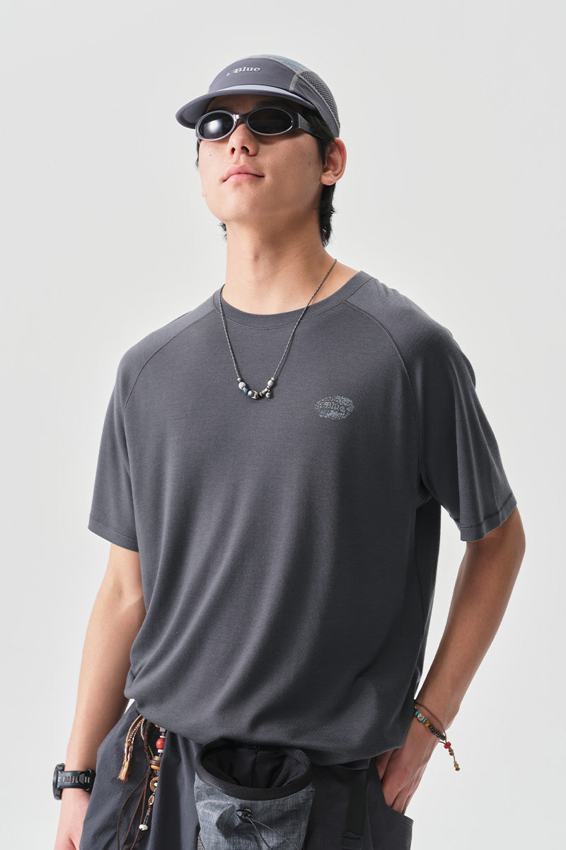 COOLMAXストーン柄メリノウール半袖TシャツNLBLDTX028