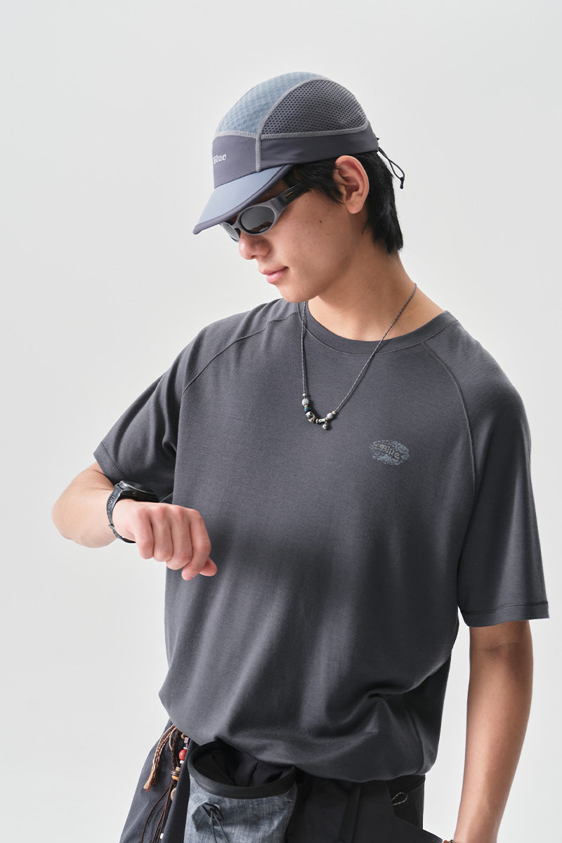 COOLMAXストーン柄メリノウール半袖TシャツNLBLDTX028