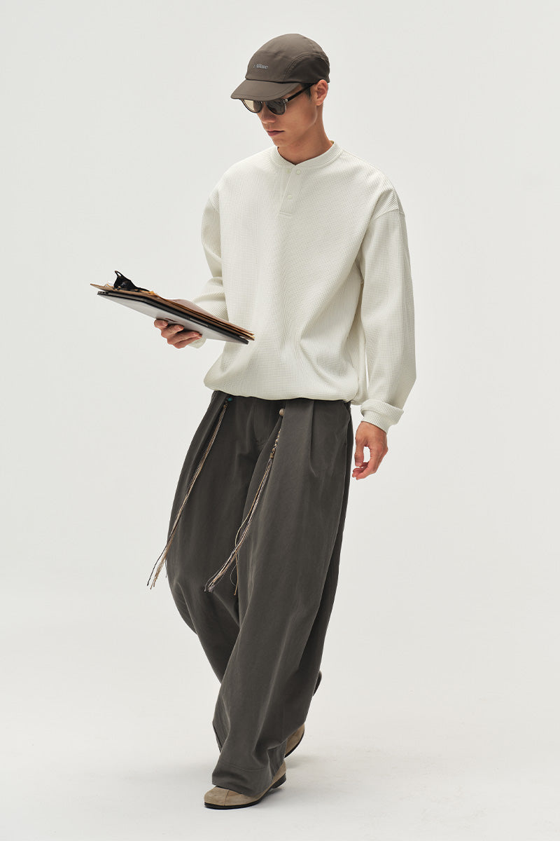SOLOTEXヘンリーネックワッフル長袖TシャツNLBLCTX023