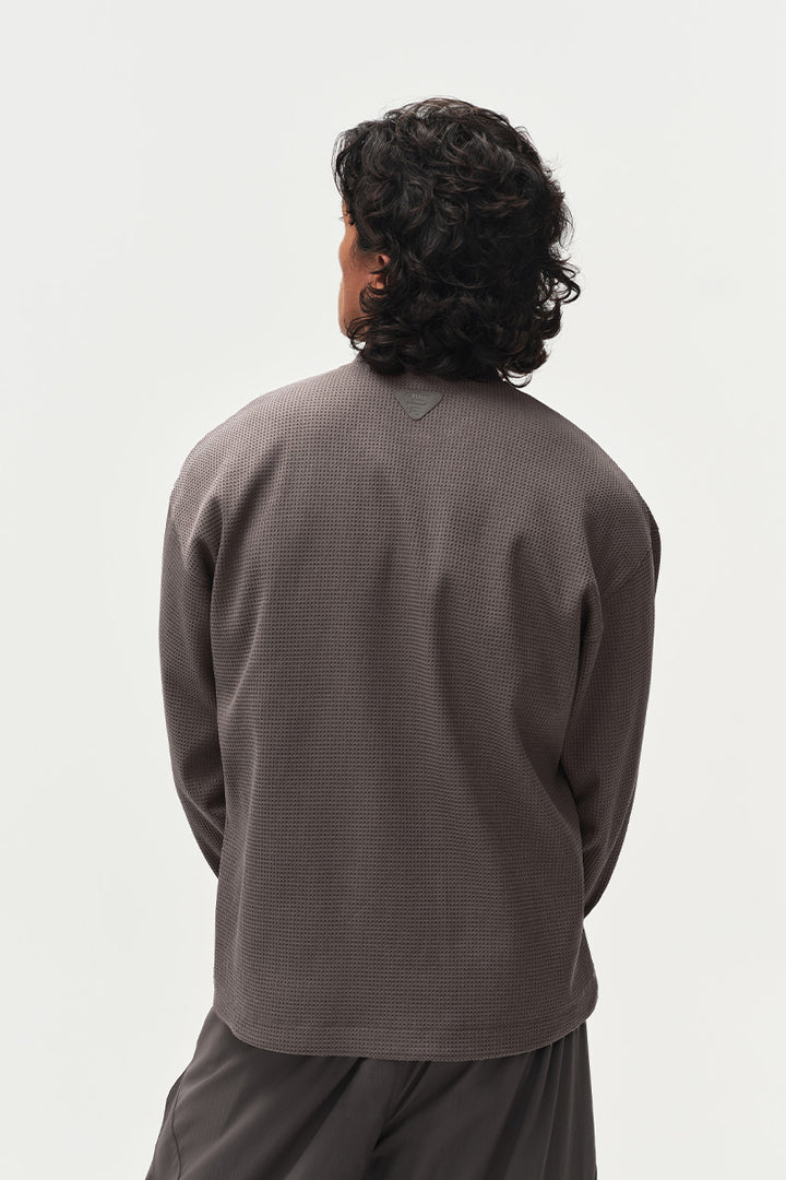 SOLOTEXヘンリーネックワッフル長袖TシャツNLBLCTX023