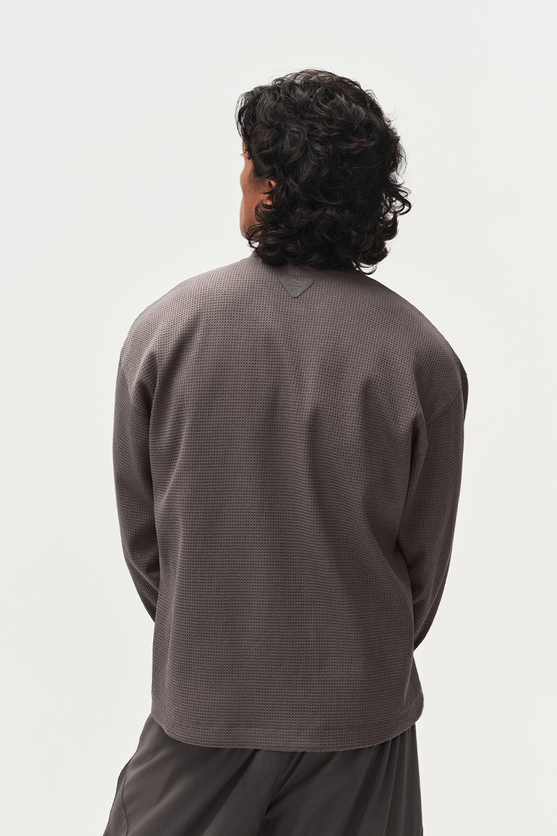 SOLOTEXヘンリーネックワッフル長袖TシャツNLBLCTX023