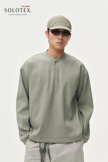 SOLOTEXヘンリーネックワッフル長袖TシャツNLBLCTX023