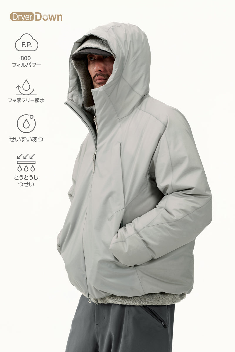 DryerDown 800FP Ultra-Lightweight Hooded Goose Down Jacket