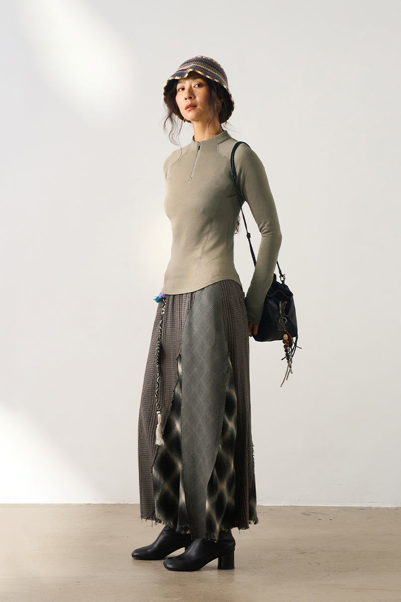 メリノウールハーフジップインナーウイメンズ25BLCT024