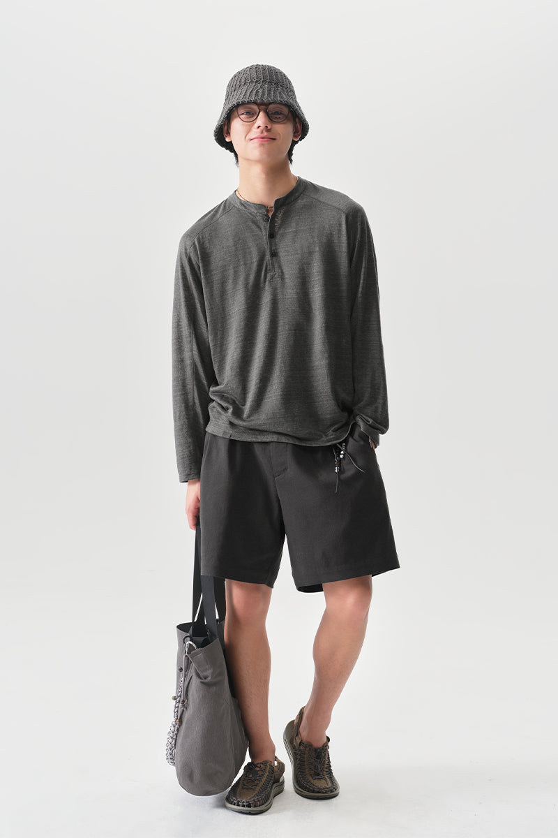 ヘンリーネック リネン長袖TシャツNLBLCTX010