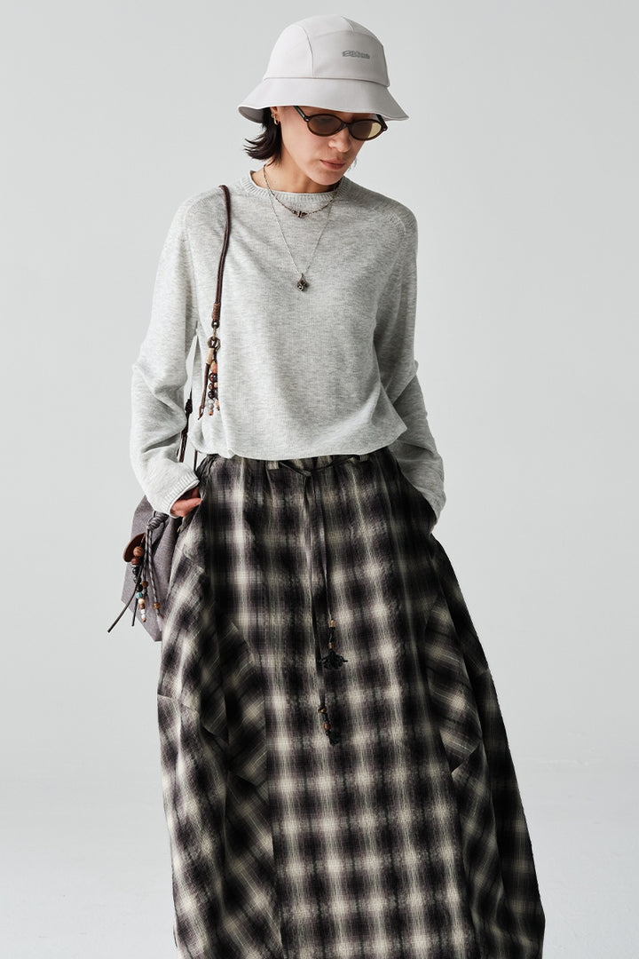 ウールクルーネック長袖ニットセーターNLBLMZS002