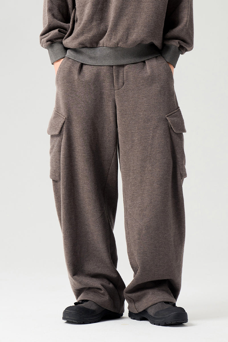 マルチポケット裏起毛ウールワークパンツ25BLCK033