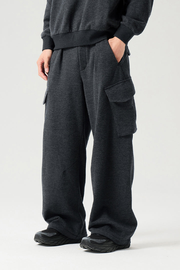 マルチポケット裏起毛ウールワークパンツ25BLCK033