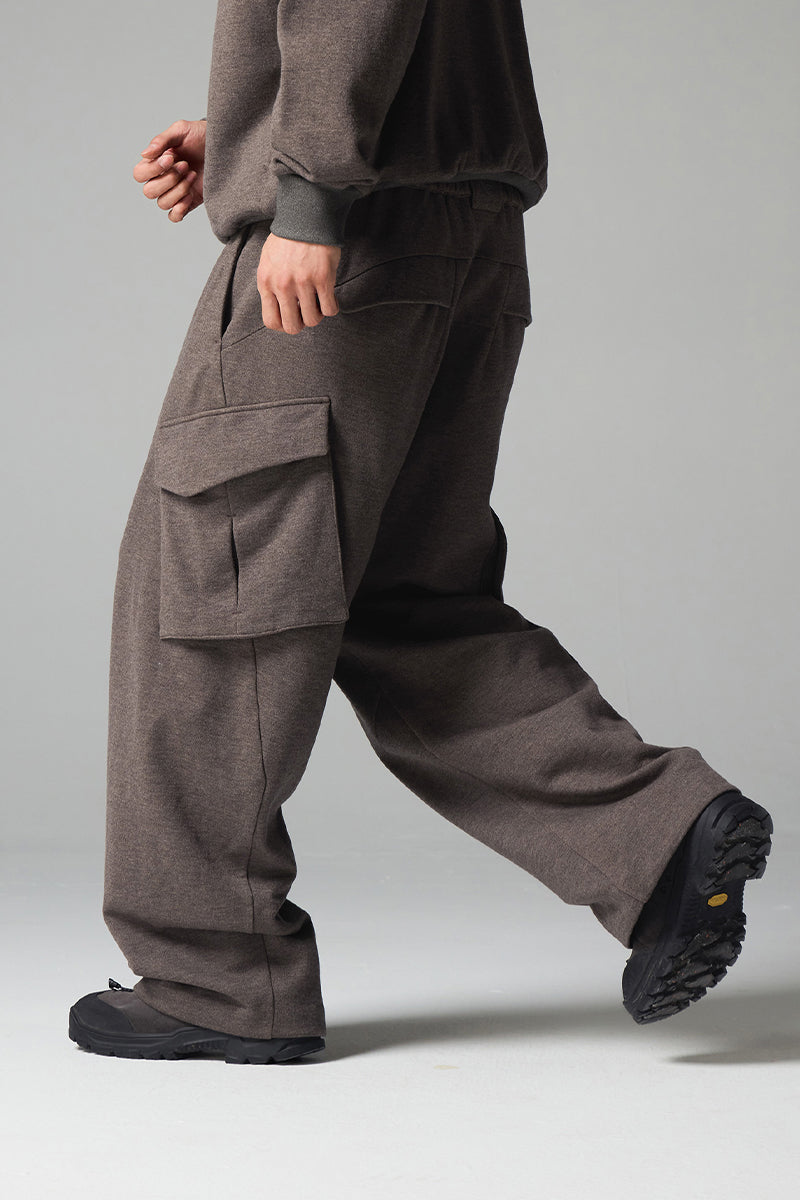 マルチポケット裏起毛ウールワークパンツ25BLCK033