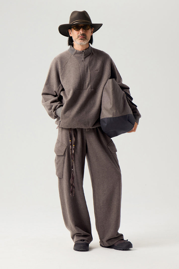 マルチポケット裏起毛ウールワークパンツ25BLCK033