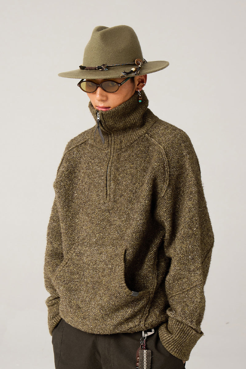 ポケット付きハイネックニットセーター25BLMS006