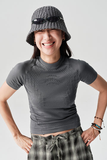 シームレス一体編み半袖TシャツウィメンズNLBLDTX014