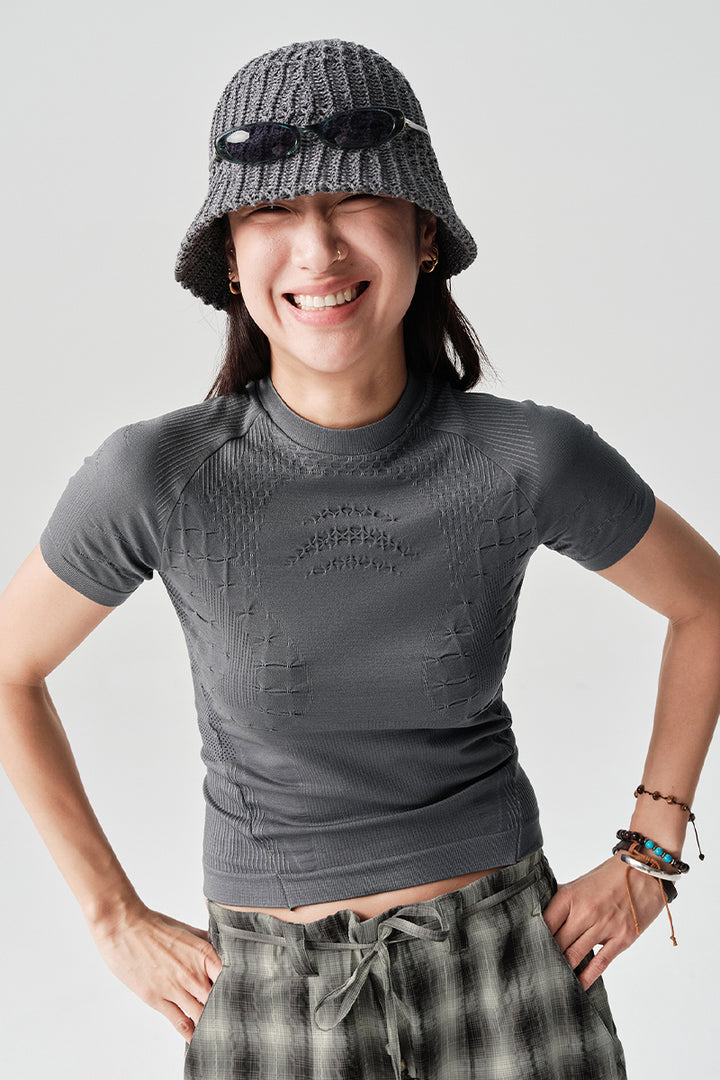 シームレス一体編み半袖TシャツウィメンズNLBLDTX014