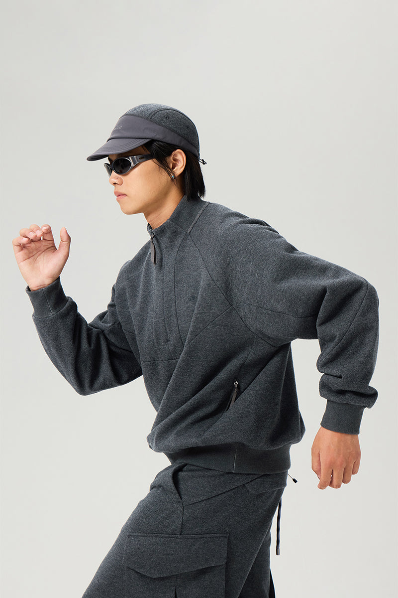 裏起毛ハーフジップウールスウェット25BLWY021