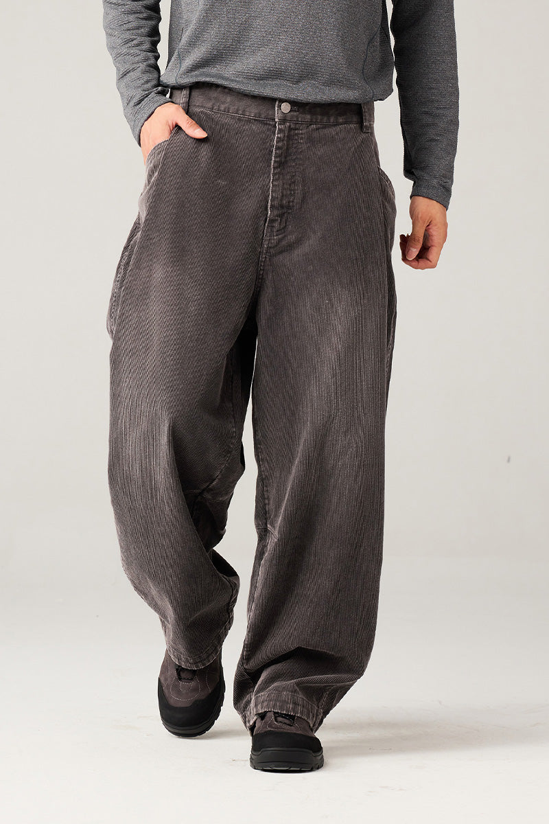 ウォッシュ加工コーデュロイパンツ25BLCK030