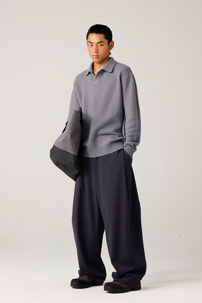 リブ編みポロネックセーター25BLMS005