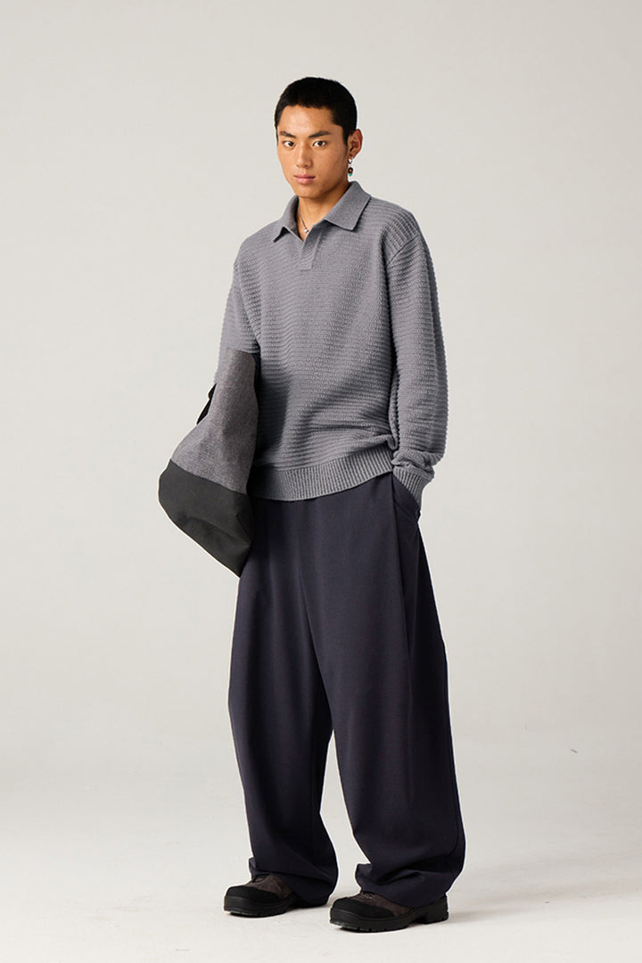 リブ編みポロネックセーター25BLMS005