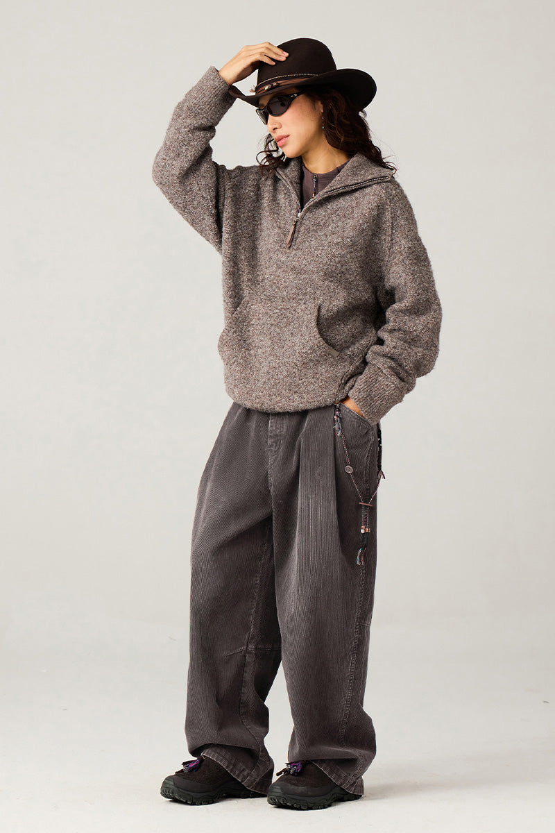 ウォッシュ加工コーデュロイパンツ25BLCK030