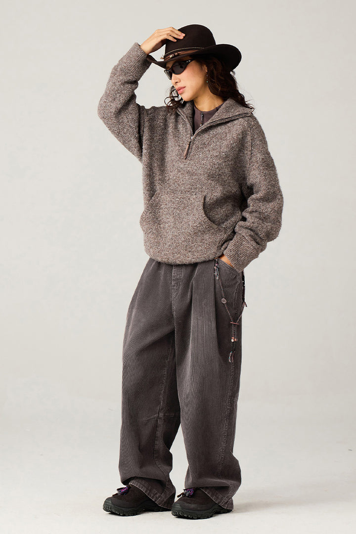 ウォッシュ加工コーデュロイパンツ25BLCK030