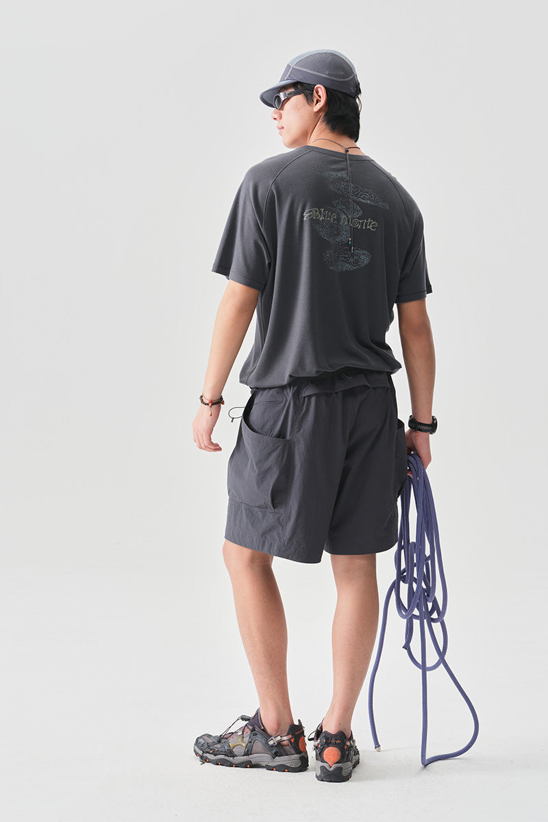 COOLMAXストーン柄メリノウール半袖TシャツNLBLDTX028